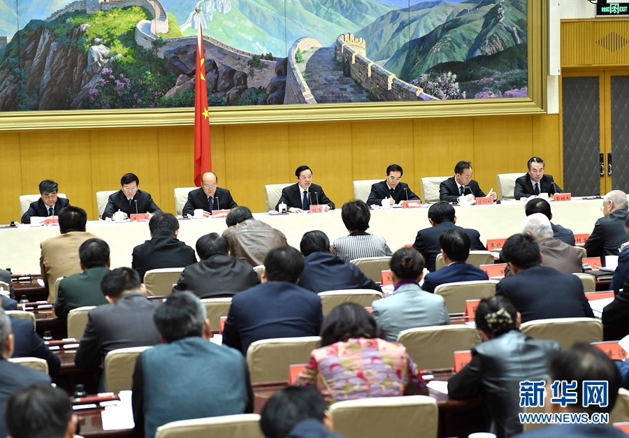1月13日，中共中央政治局委員、中宣部部長(zhǎng)、全國(guó)“掃黃打非”工作小組組長(zhǎng)劉奇葆在北京出席第三十次全國(guó)“掃黃打非”工作電視電話(huà)會(huì)議。新華社記者 李濤 攝