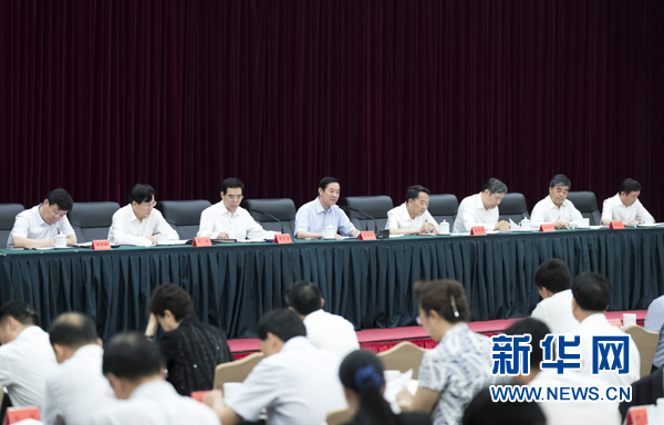 7月12日，中共中央政治局委員、中央書記處書記、中宣部部長劉奇葆在北京出席全國出版工作會(huì)議。 新華社記者 丁海濤 攝