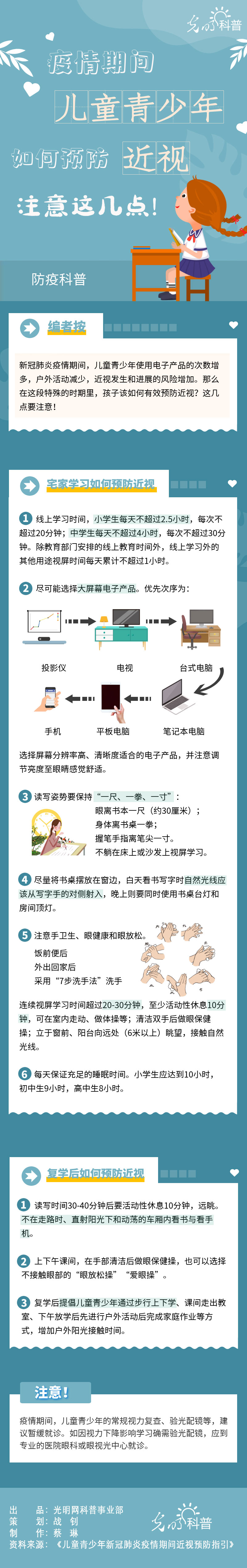 【防疫科普】疫情期間兒童青少年如何預防近視？注意這幾點！