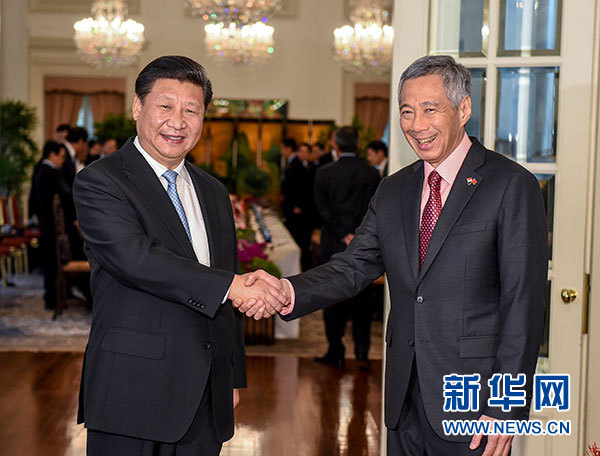 11月7日，國家主席習近平在新加坡同新加坡總理李顯龍舉行會談。 新華社記者 李學仁 攝