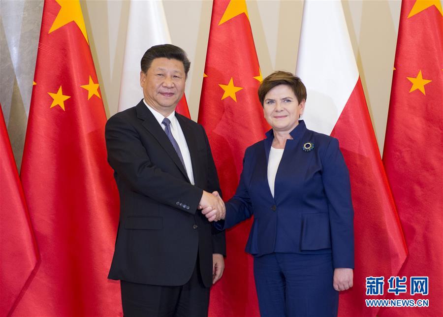 6月20日，國(guó)家主席習(xí)近平在華沙會(huì)見波蘭總理希德沃。新華社記者 謝環(huán)馳 攝  