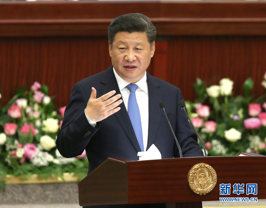 6月22日，國家主席習(xí)近平在塔什干烏茲別克斯坦最高會(huì)議立法院發(fā)表題為《攜手共創(chuàng)絲綢之路新輝煌》的重要演講。 新華社記者馬占成攝